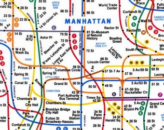 New York City Fabric  Subway Map On White  100% Cotton Fabric Pre-Cut   FQ Ships 1 Business Day