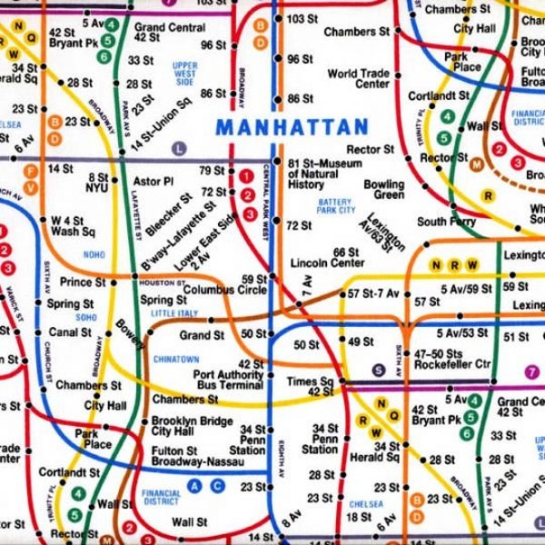 New York City Fabric  Subway Map On White  100% Cotton Fabric Pre-Cut   FQ Ships 1 Business Day