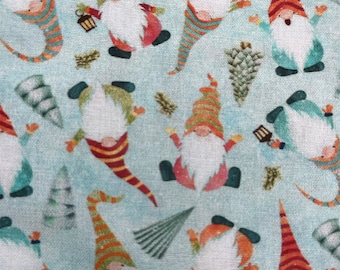 Christmas Fabric Gnomes 100% Cotton  Ships 1 Business Day