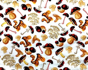 Mushroom Fabric Novelty Fabric  Mushrooms Fabric 100% Cotton Fabric Face Mask Fabric  FQ Ships 1 Business Day