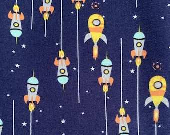 Rockets  Fabric  Space Fabric  100% Cotton FQ Ships 1 Business Day