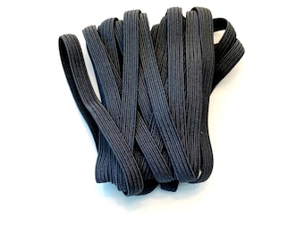 Gray Elastic 1/4"  X 5 Yards Braided Elastic Charcoal Gray Elastic Face Mask Elastic Sewing Supplies Craft  Ships 1 Business Day