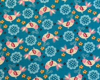Birds Fabric Bird Print Fabric  100% Cotton Fabric  3/4 Yard LAST PIECE  Ships 1 Business Day