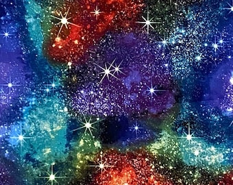 Space Fabric Galaxy Fabric Planets Stars  Fabric 100% Cotton  FQ Ships 1 Business Day