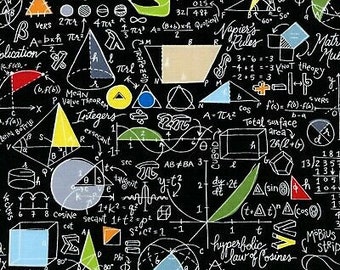 Math EQUATIONS Science Fabric  On Black Science Fabric Scientist Fabric By Timeless Treasures Fat Quarter Ships 1 Business Day
