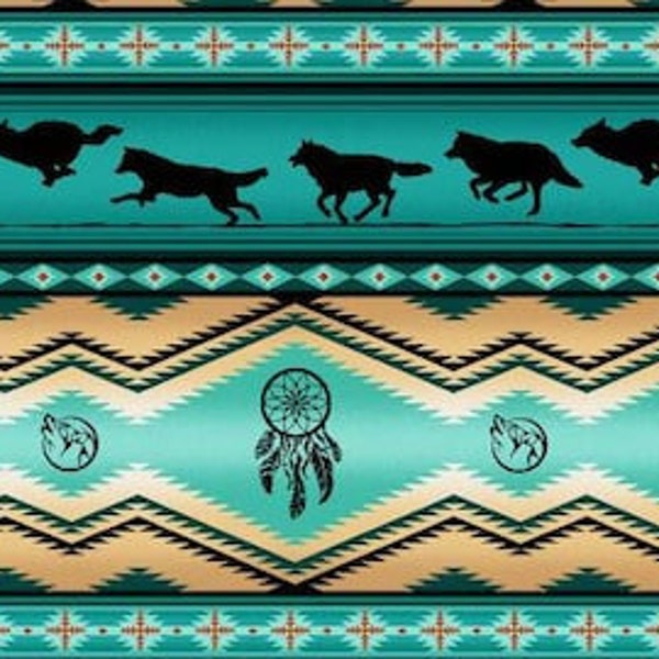 Turquoise Wolf Stripe Fabric By Elizabeth's Studio  # 556E-Turq Fabric By The Yard  Ships 1 Business Day