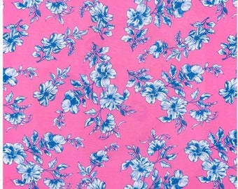 Chinoiserie Fabric Pink & Blue Chinoiserie  Fabric  100% Cotton FQ   Ships 1 Business Day