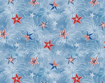 Wilmington Prints Liberty Lane Blue Sky Allover Fabric Stephanie Marrott  July 4th Fabric FQ  Ships 1 Business Day