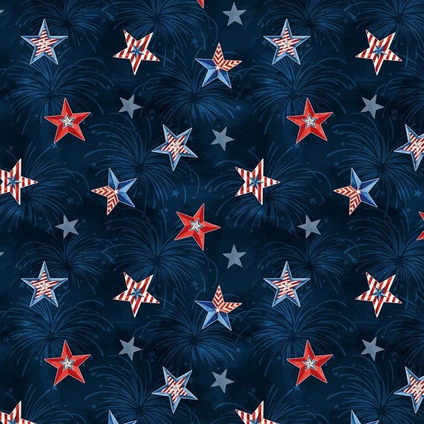 Wilmington Prints Liberty Lane Patriotic Sky Allover Navy/Multi Cotton 84457-43 July 4th Fabric FQ  Ships 1 Business Day