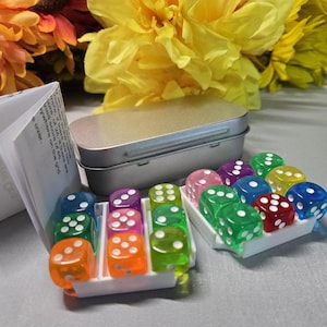 Travel Size Knucklebone Dice Game Set Includes 2 Player Inserts, 18 Dice, Metal Tin and Rules Sheet