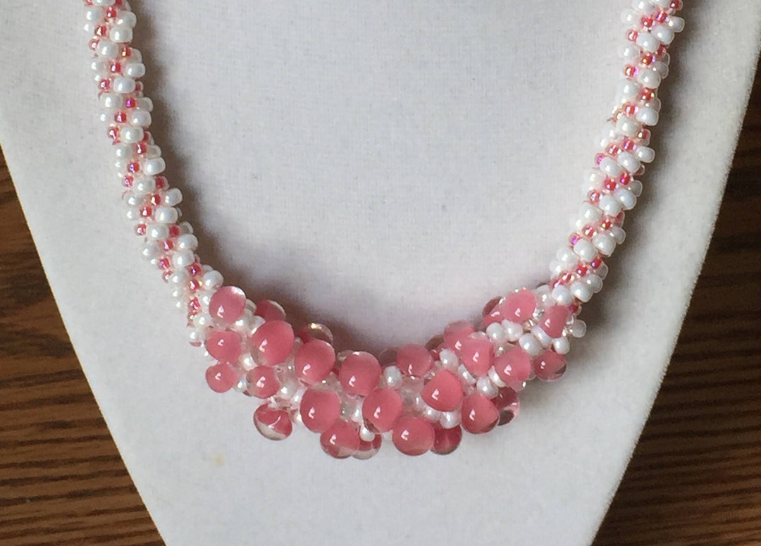 Pink and Pearl Kumihimo Necklace and Earring Set - Etsy