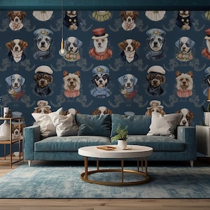 Vintage Dog Portraits Wallpaper - Retro Dog Art Design for Home, Animal-Themed Wall Decor, Classic Pet Portraits, Playful Dog Wallpaper