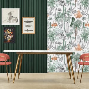 Carta da parati con cactus tropicali - Carta da parati murale con piante del deserto staccabile e adesiva per un arredamento moderno