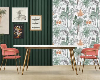 Tropical Cactus Wallpaper - Peel and Stick Desert Plant Mural for Modern Home Decor