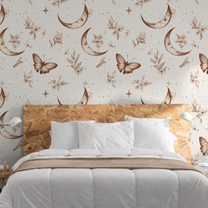Boho Moon Butterfly Wallpaper: Celestial Peel and Stick Wall Mural