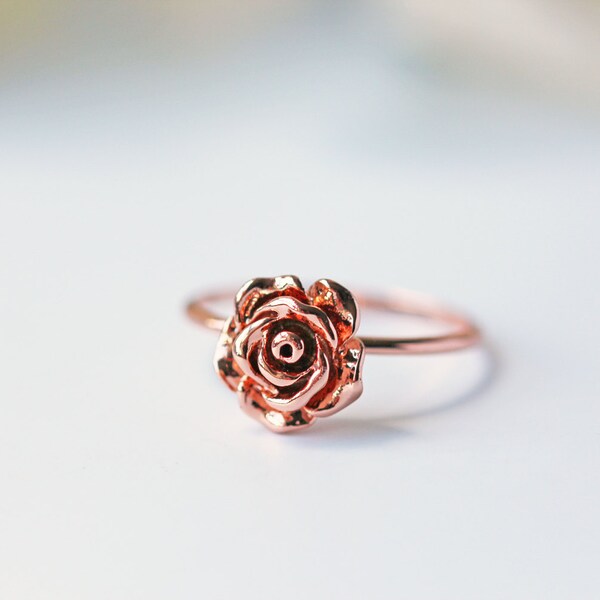 Rose Gold Rose Ring Pink Gold Size 5.5 Modern Dainty Simple Jewelry