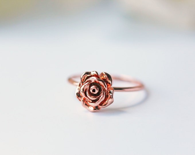 Rose Gold Rose Ring Pink Gold Size 5.5 Modern Dainty Simple - Etsy