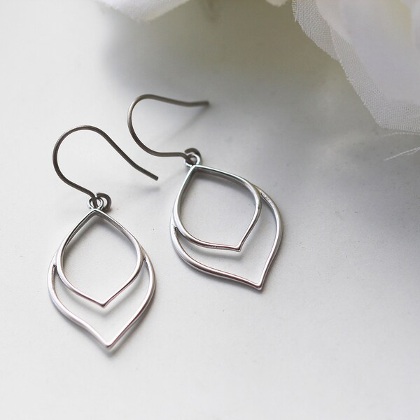 Matte Silver Lily Filigrees Titanium Earrings Nickel Free