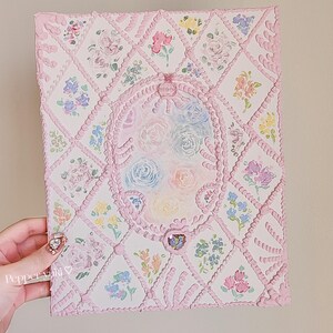 Pink Flower Story - handgefertigte Blumenspitze Malerei, Wohnzimmer Wandkunst