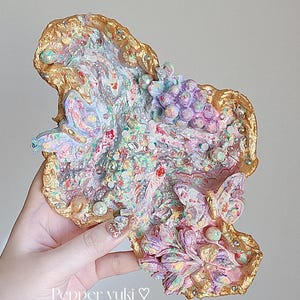 Flowery de Koi - 3D Handcrafted Koi Fish Tray - Handmade Plaster Art ,mini painting
