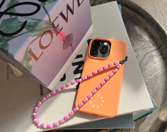 Pink & Pearl Beaded Phone Charm: Handmade Phone Strap