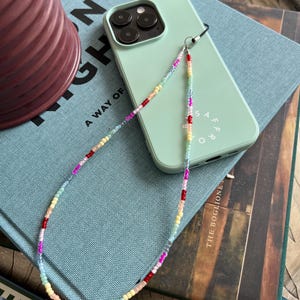 Rainbow Beaded Phone Strap: Handmade Wristlet Charm