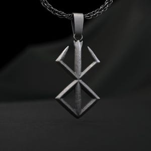 Sterling silver pendant, brand of sacrifice necklace, Berserk cosplay jewelry, anime fan gift, dark fantasy LARP necklace, gift for him