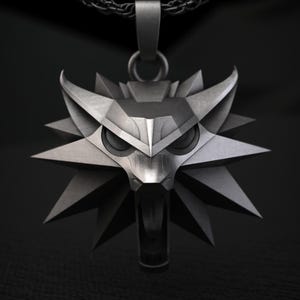 Sterling Silver Wolf Medallion, Witcher Inspired Fantasy Necklace, Geek Jewelry, Handmade Pendant