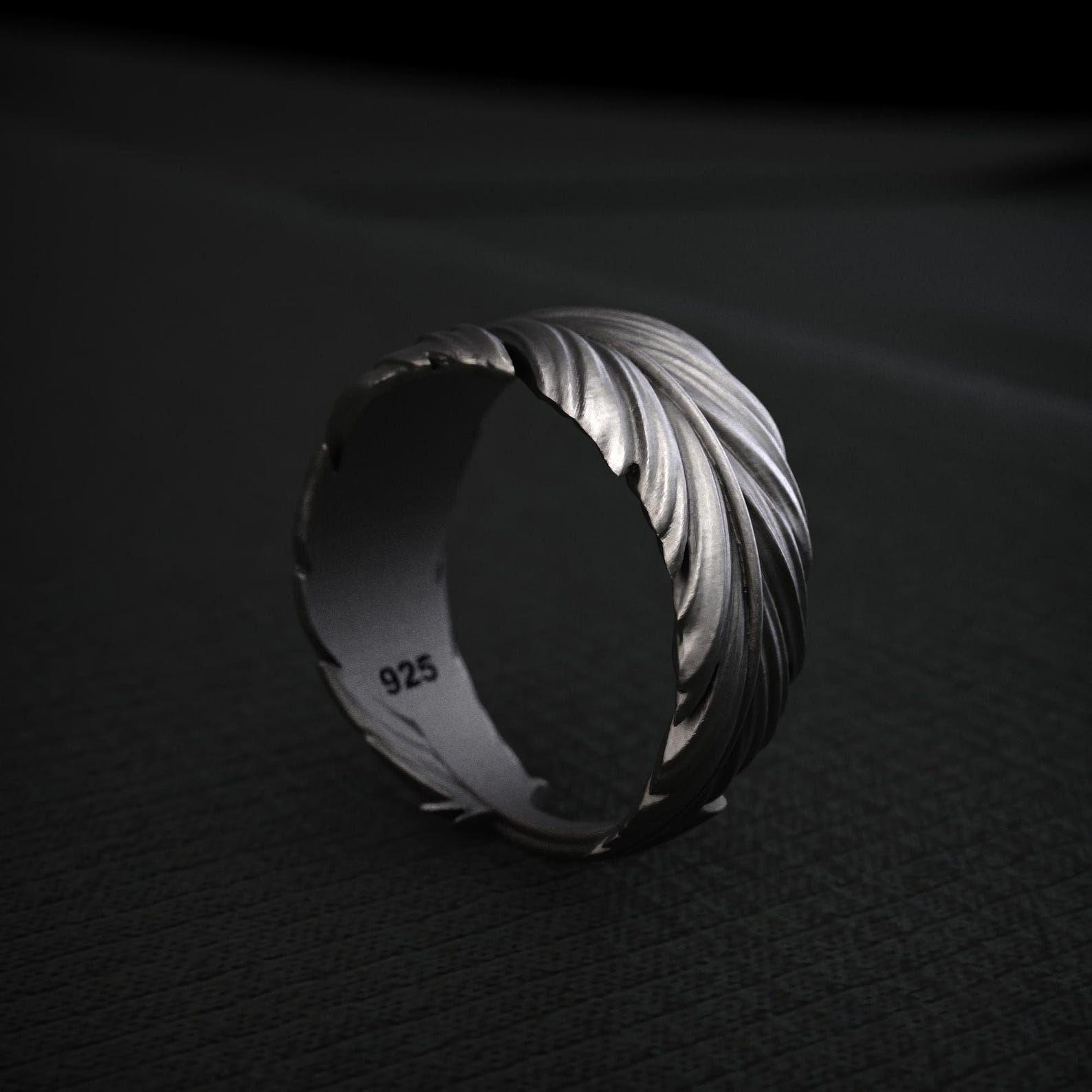 Stacking Rings Symbol Angelic Symbol Jewelry 925 Sterling Silver Guardian Angel Feather Ring ...