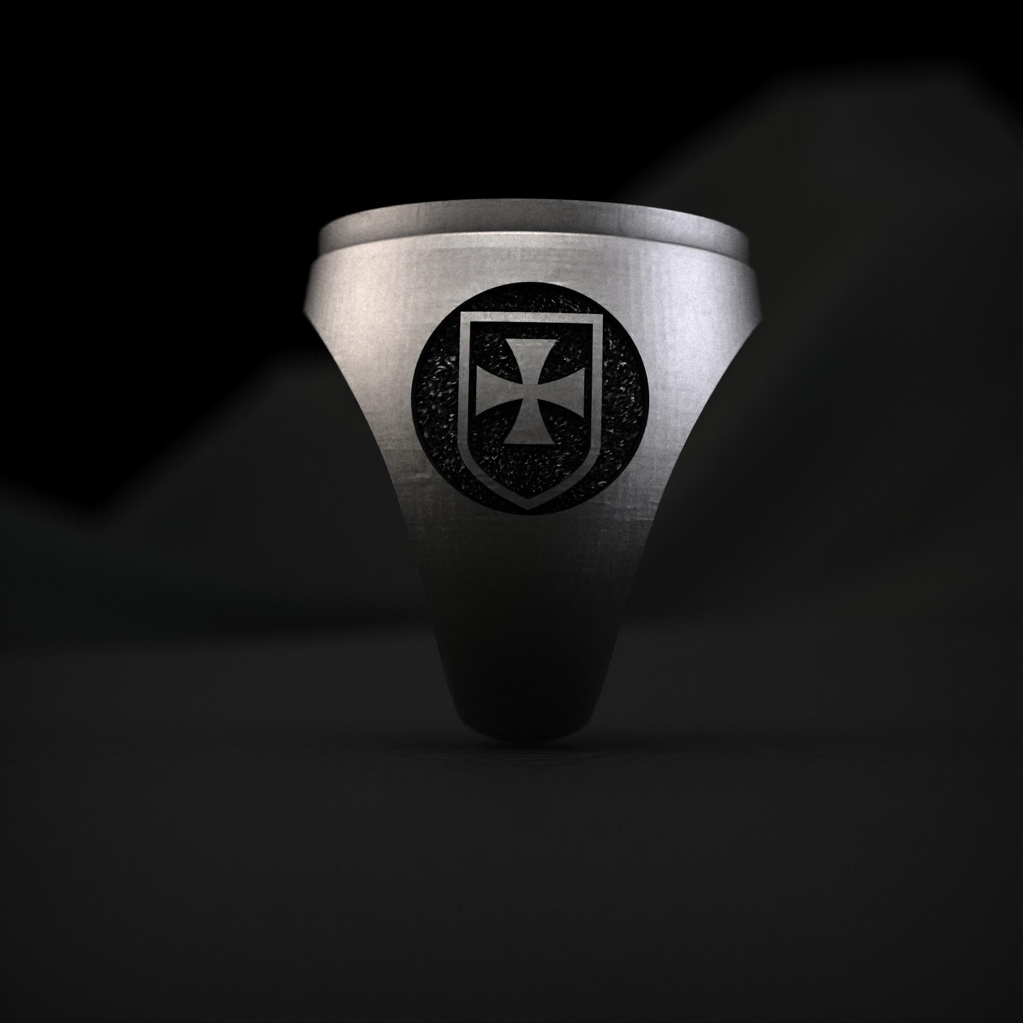 Templar Knight Ring, Medieval Cross Ring, Sterling Silver Signet