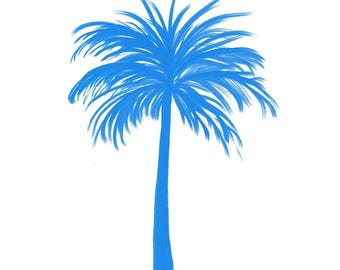 Blue Palm Tree Illustration | Coastal Wall Art | Palm Tree Printable | Modern Beach Decor | Digital Download