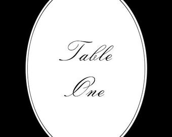 Editable Oval Table Number Template | Classic Wedding Table Numbers | Photoshop PSD + PNG | Printable Table Numbers