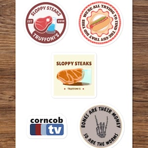 Ich denke, Sie sollten Aufkleber verlassen | Tim Robinson inspiriert | Lustige Aufkleber für Sendungen | Schlampige Steaks | Kornkolben TV | TV Show Sticker Bogen