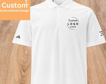 Custom Embroidered Unisex Adidas Polo | Custom Sleeve Text | Custom Logo | Personalized Company Polo |  Branded Workwear | Corporate Gifts
