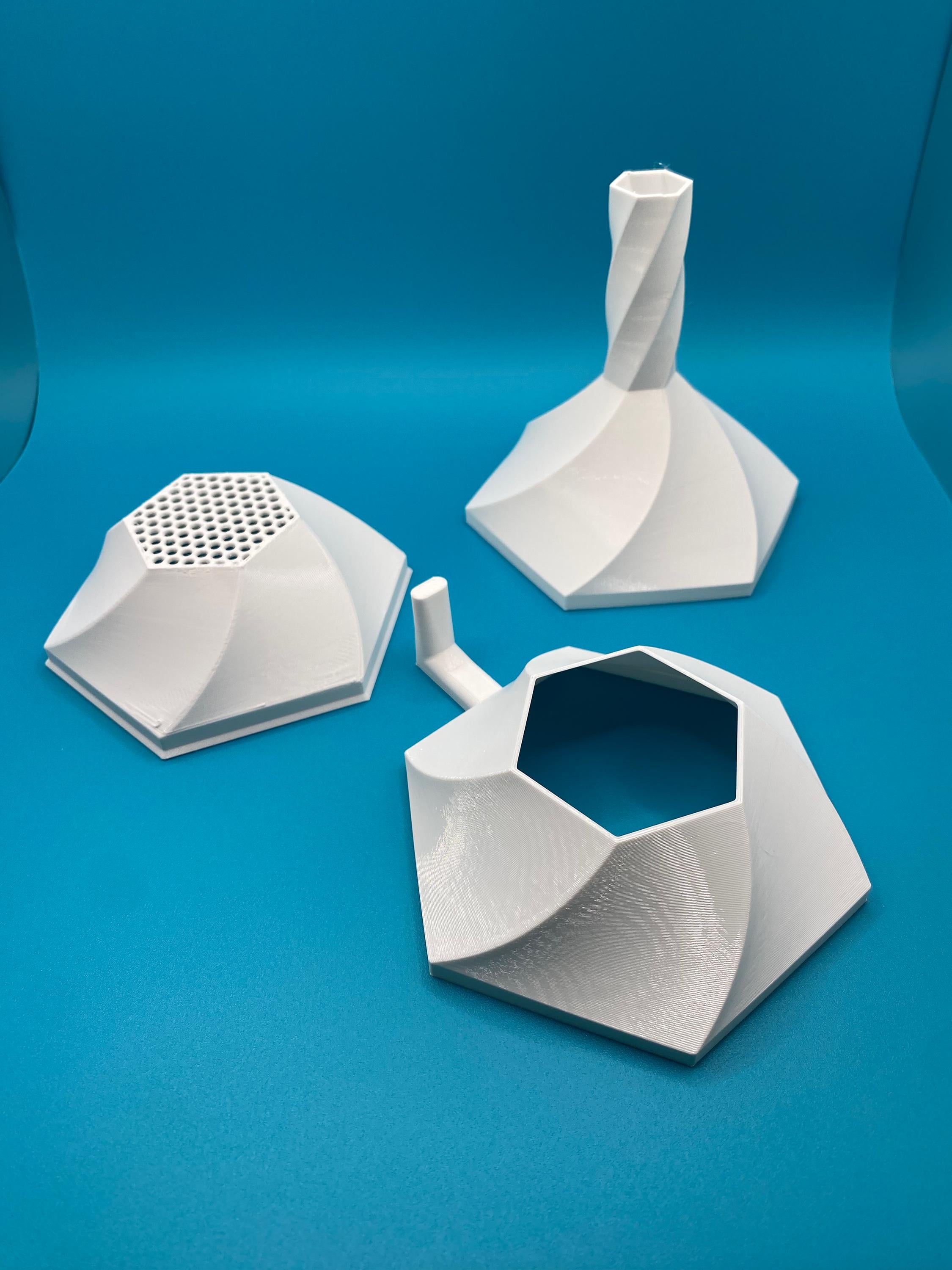 Vortex Funnel with Spiral Design, 3D-Printed, Hexagonal Shape for Enhanced Flow Control
