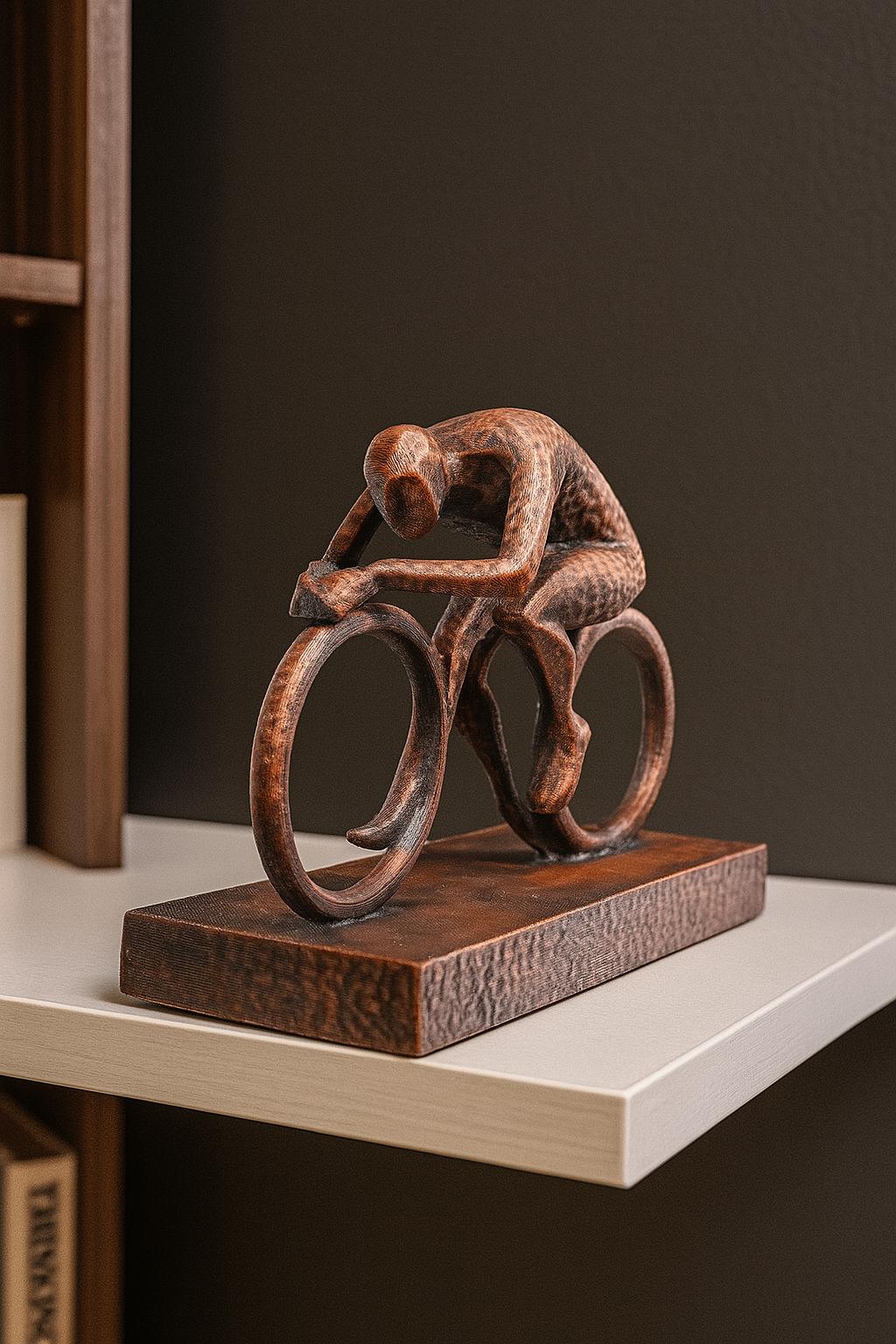 Bronze Finish Cycling Figurine: 3D Printed Sports Sculpture