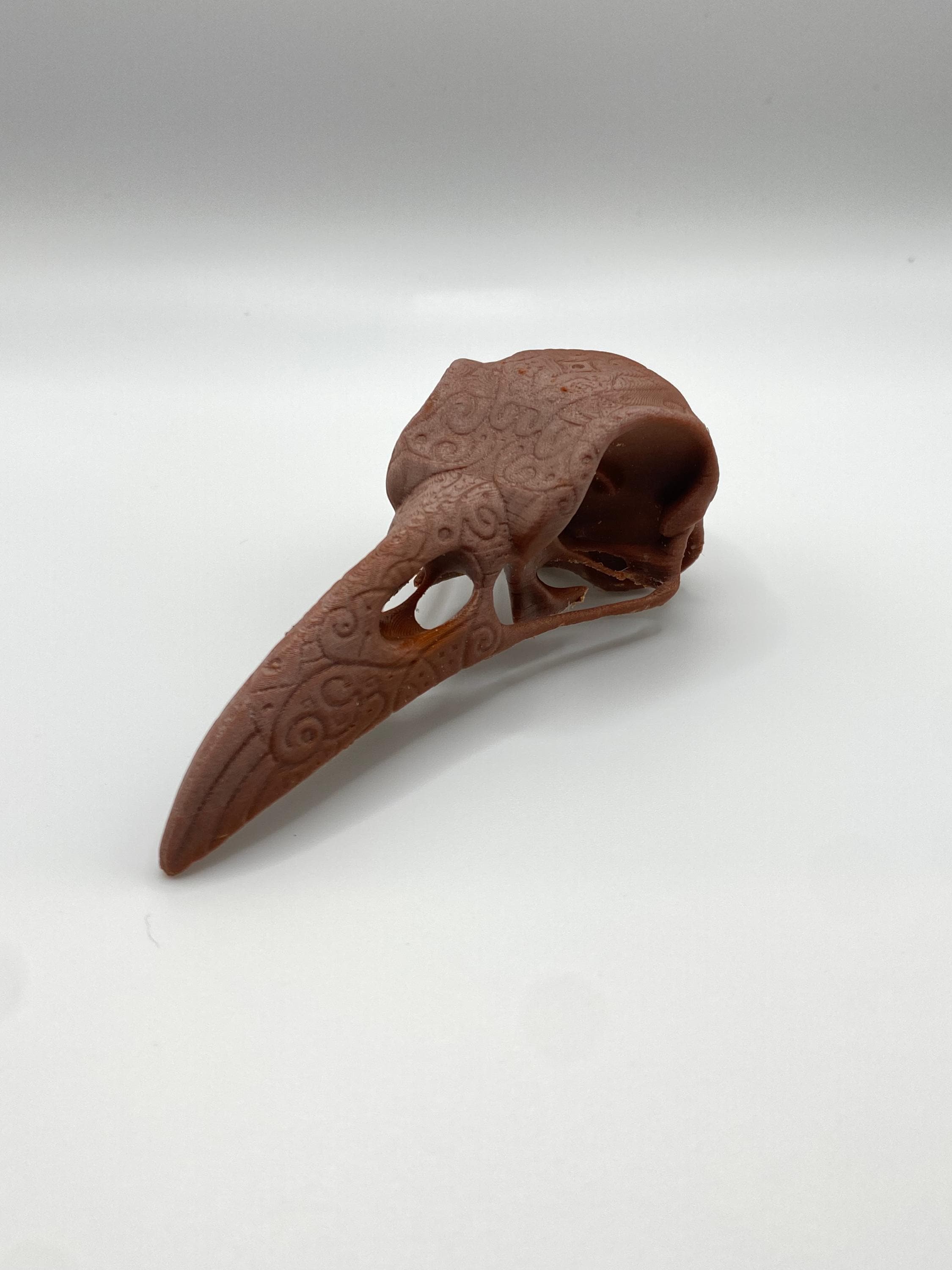 Decorative Raven Skull, Gothic 3D Printed Art Piece with Intricate Patterns, Dark Home Decor