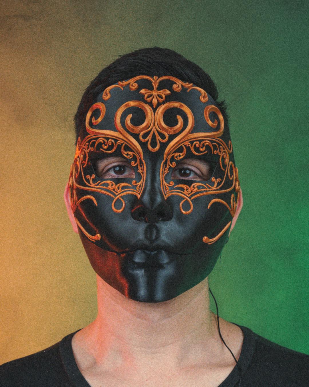 Gothic Masquerade Mask: 3D Printed and Hand-painted Cosplay Mask with Bronze Accents