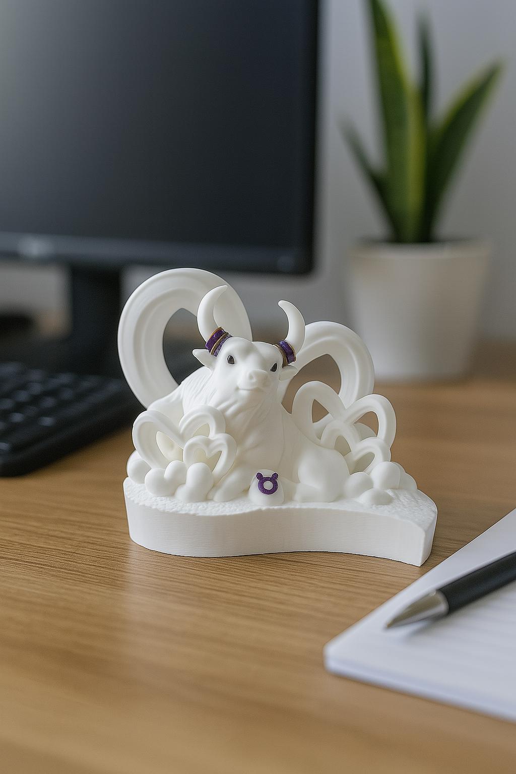 3D Printed Taurus Figurine: Golden Horns Bull Statue