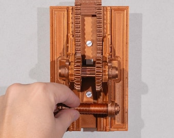 Tapa para interruptor de luz impresa en 3D - Diseño de engranajes steampunk - Placa de pared de PETG hecha a mano