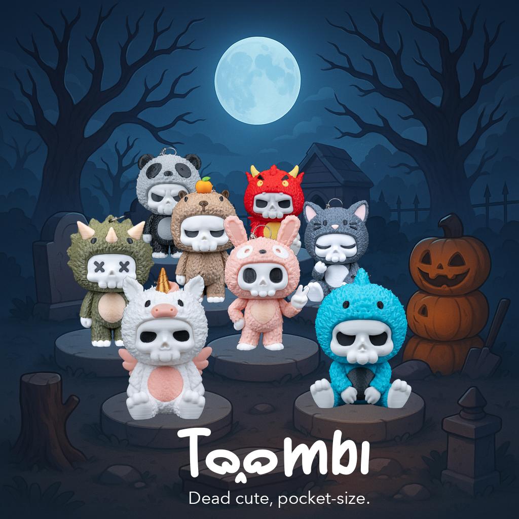 Toombi Skull Keychain – 3D Printed Kawaii Horror Bag Charm