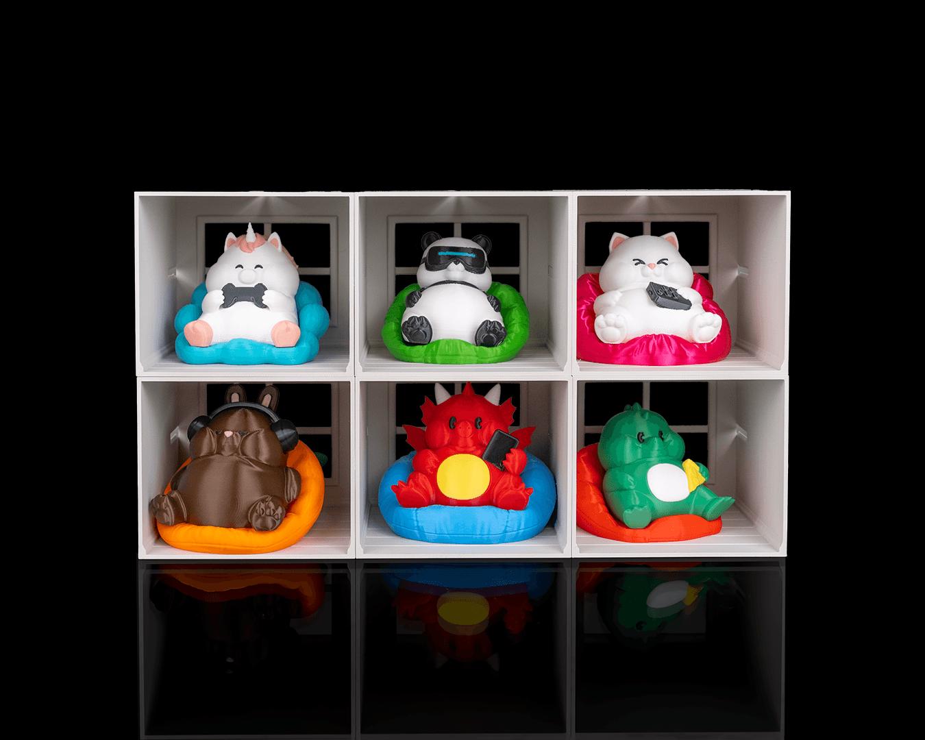 3D Printed Chubby Animal Figures – Removable Desk Decor Collectibles