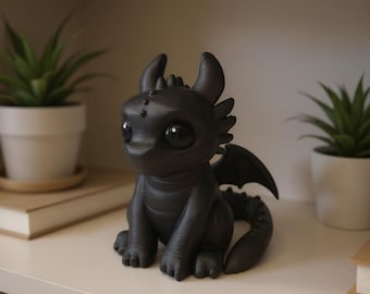 3D Printed Night Fury Dragon Figure: Desk Toy, Collector's Gift