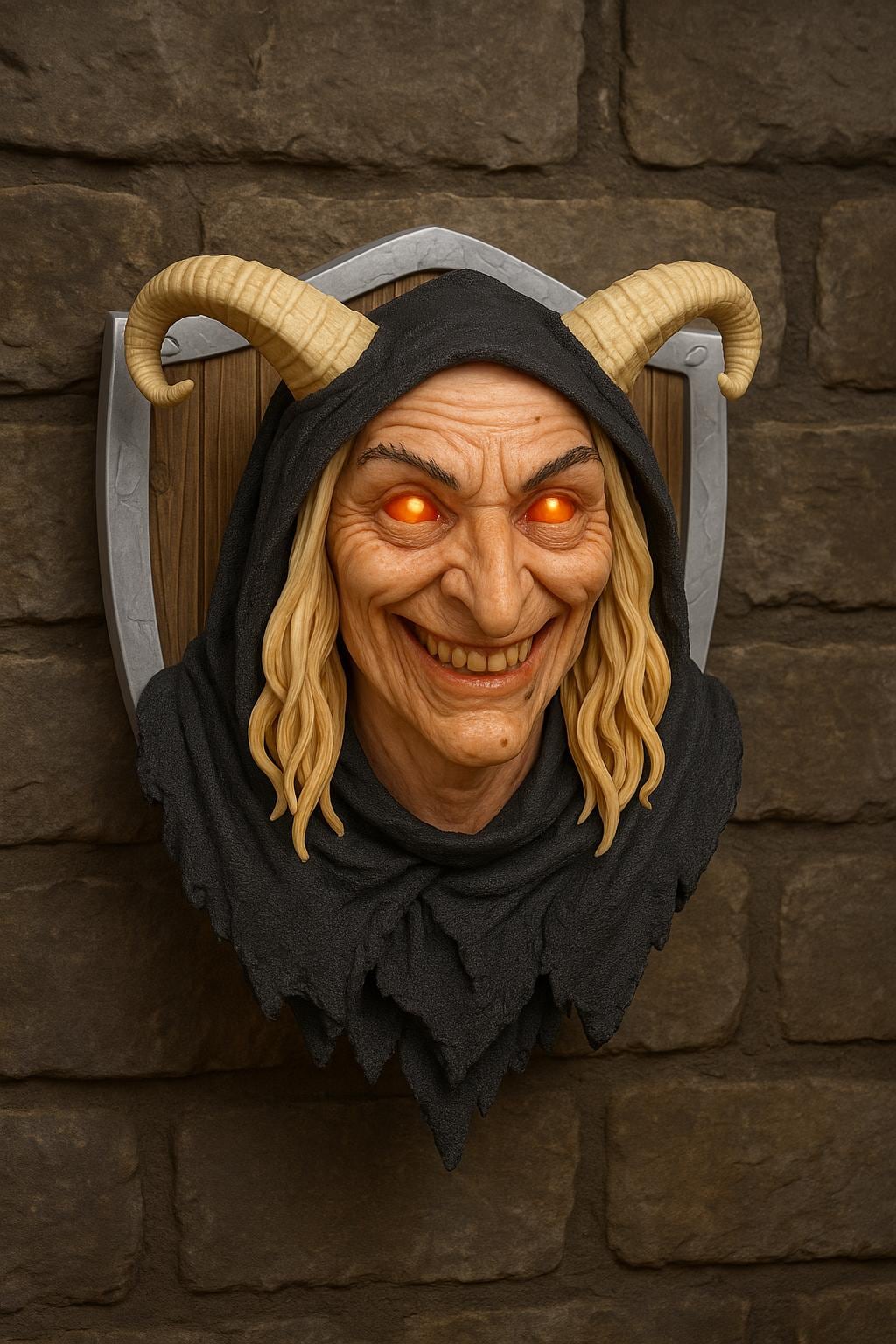 Creepy Hunted Hag Wall Sculpture: 3D Printed Gothic Witch Mask
