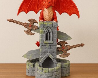 Dragon Dice Tower - 3D Printed RPG Accessory - Hand Painted Tabletop Gift