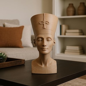 3D Printed Nefertiti Bust Planter, Decorative Sculpture Plant Pot, Ancient Egyptian Art Decor