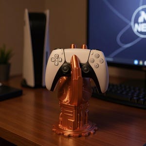 Gearbox Grab Controller Holder - 3D Printed Copper Stand - Gaming Desk Accessory for PlayStation and Xbox