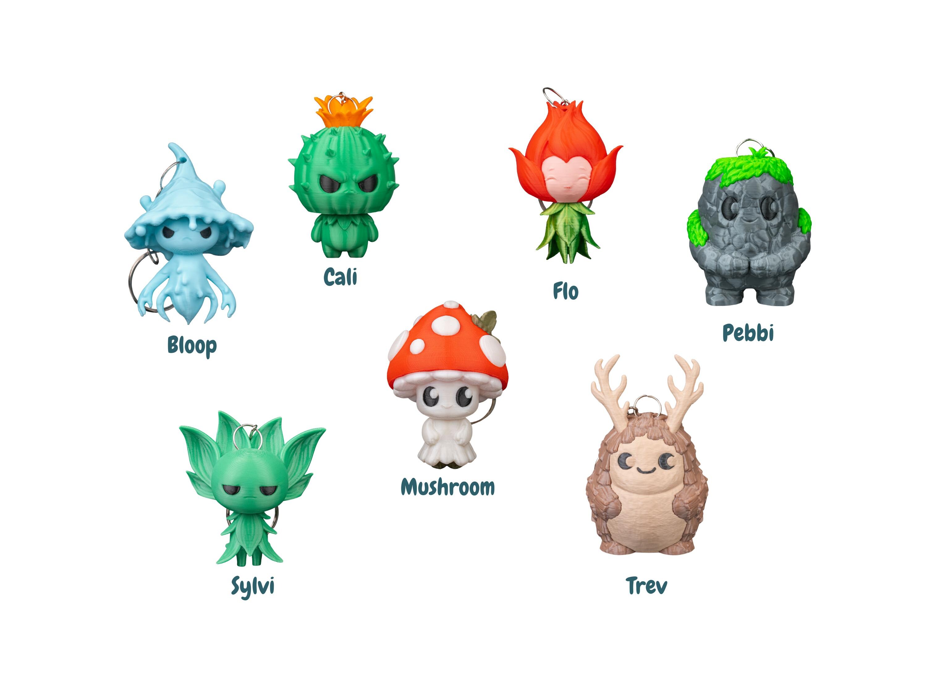 Nature Spirit Keychain – 3D Printed Fantasy Character Keychain – Handmade Bag & Key Accessory – Choose Your Spirit