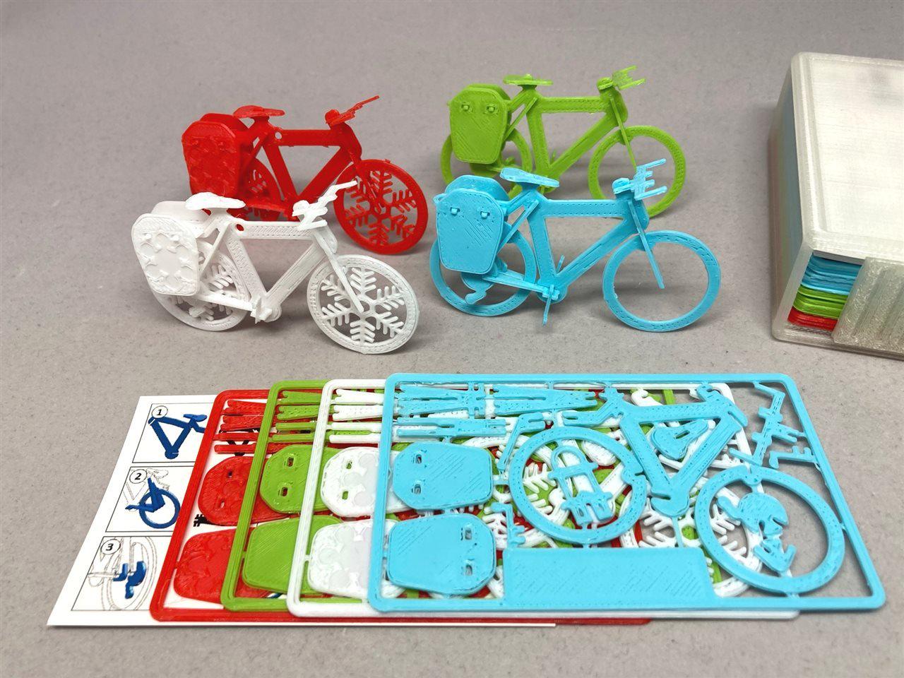 3D Printed DIY Touring Bicycle Model Assembly Kit, Card Construction Set with Instructions