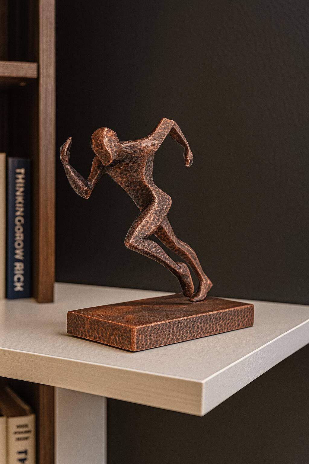 Athlete Runner Figurine – Bronze Look Modern Sculpture | Unique Track & Field Decor or Sports Trophy
